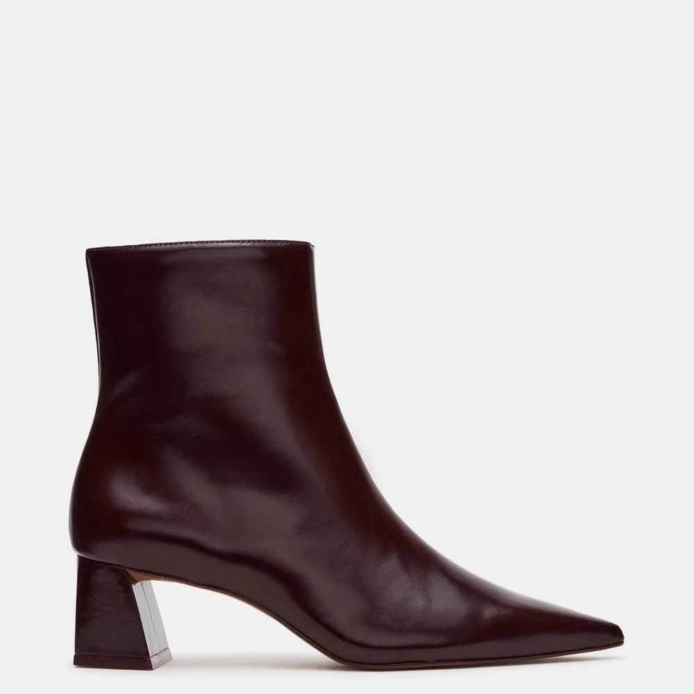 Steve Madden Ashli Wine Leather Ankle Booties - Picture 3 of 5